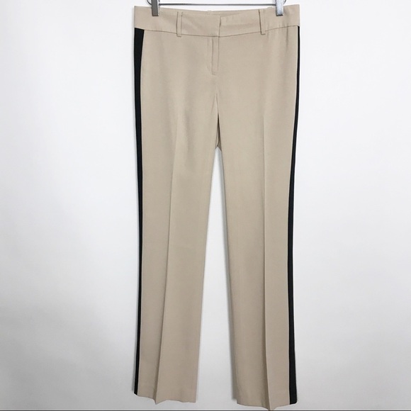 Ann Taylor khaki/black tuxedo pants back pockets 2 - Picture 2 of 8